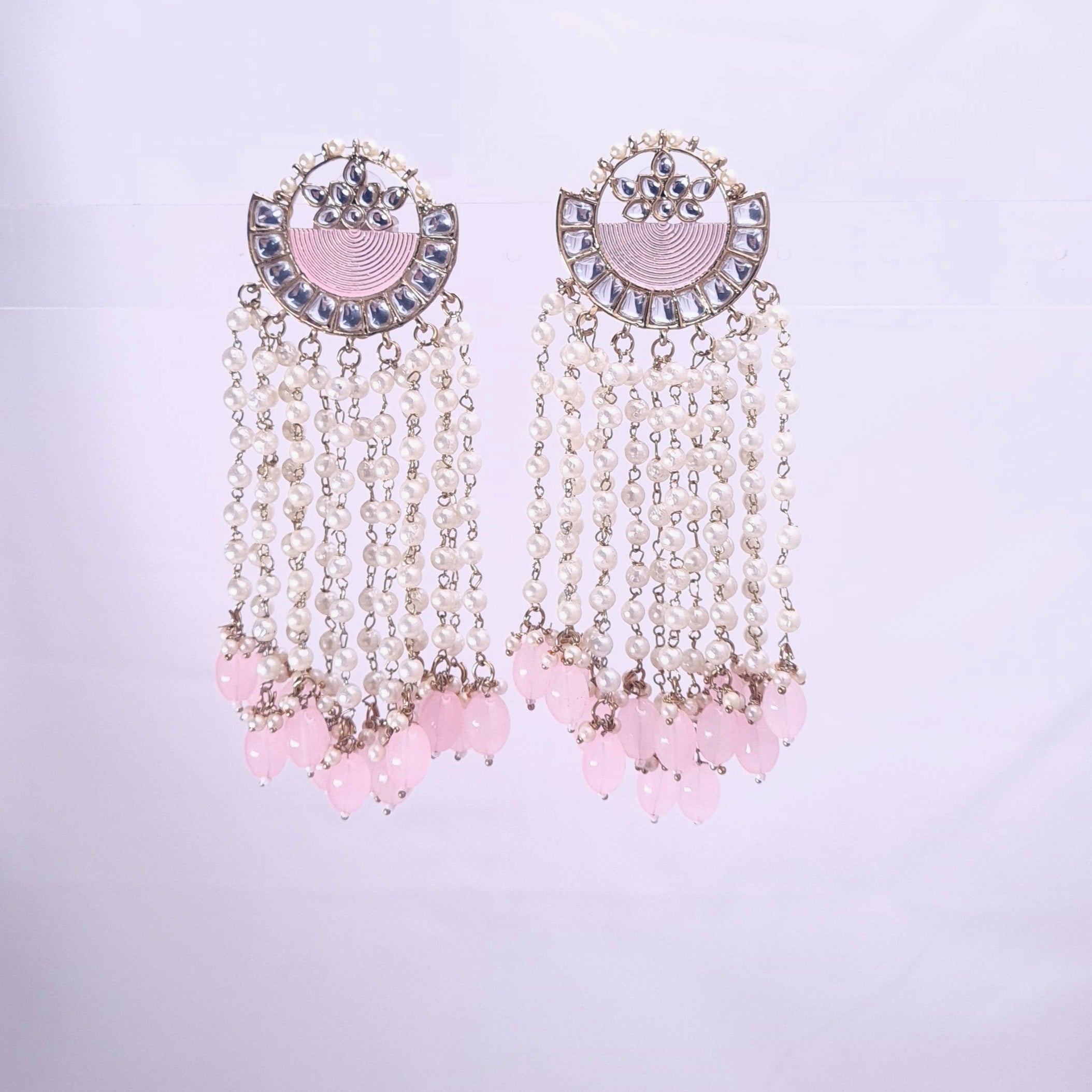 Long Kundan Earrings with Traditional Finish