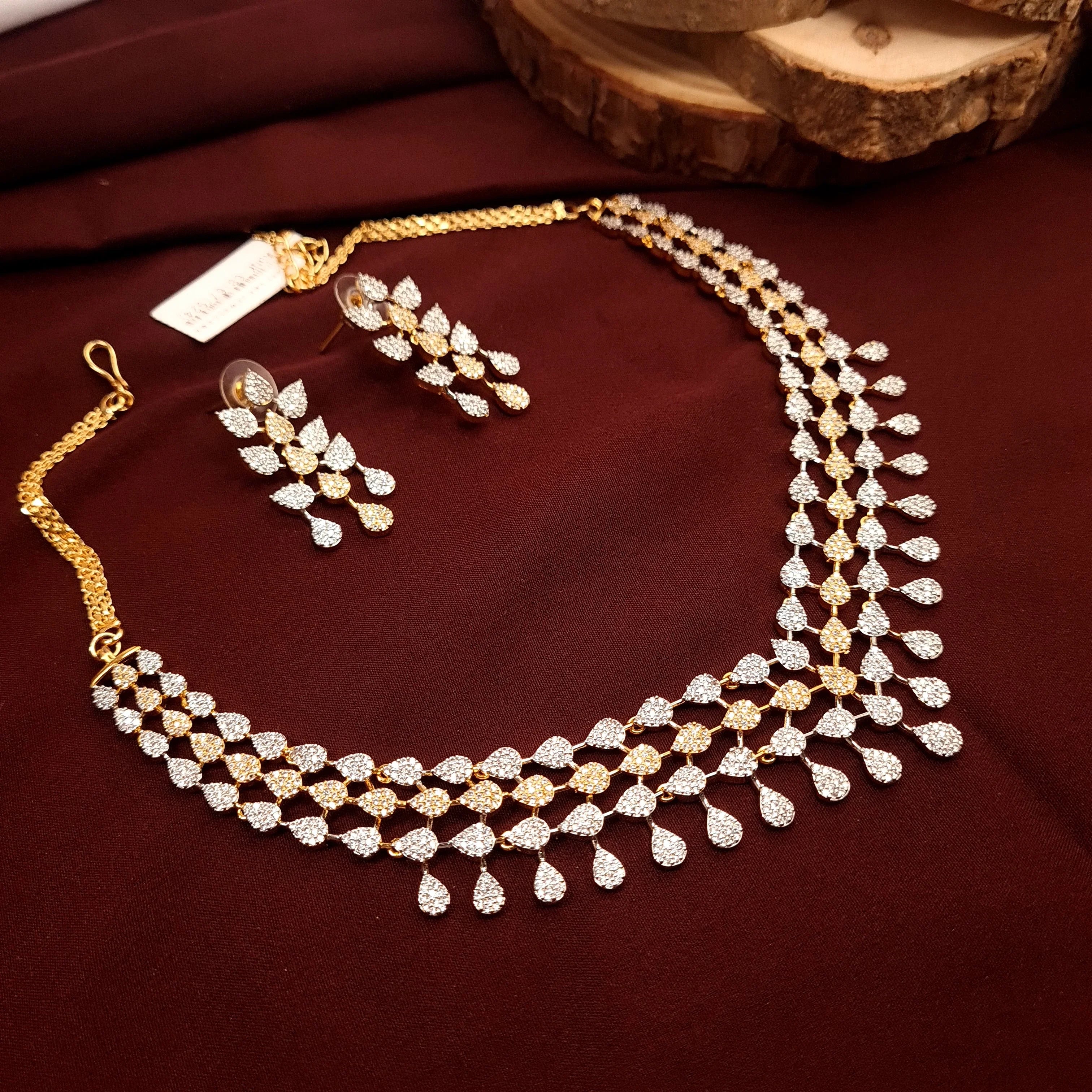 CZ Stone Drop Necklace Set