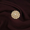Gold plated adjustable Kundan ring with traditional design