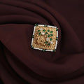Green floral copper gold ring with pearl border