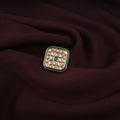 Square kundan ring with green stone center