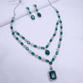 2-layer CZ emerald green necklace set with matching earrings

