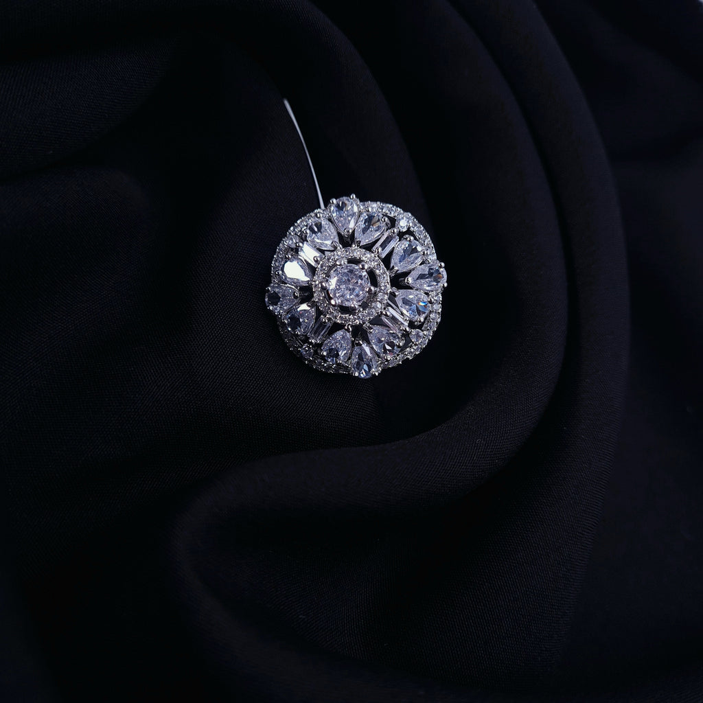 Silver CZ Ring with Stones – Sparkling Adjustable Design