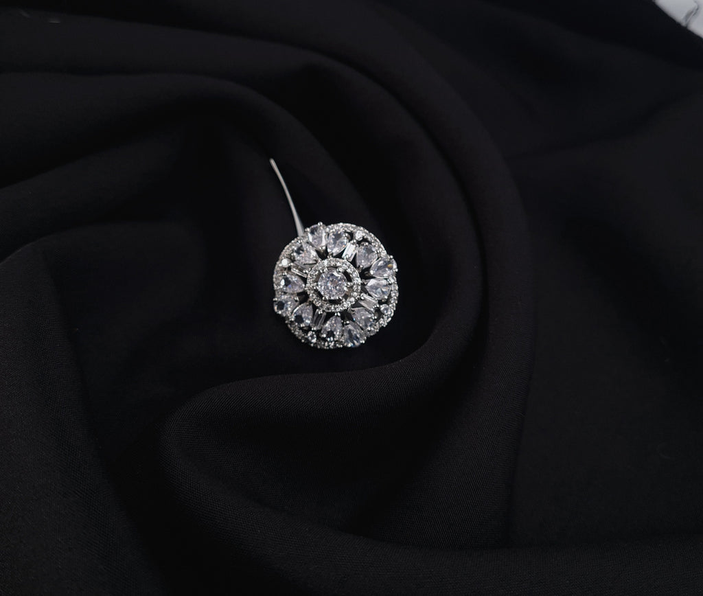 Silver CZ Ring with Stones – Sparkling Adjustable Design