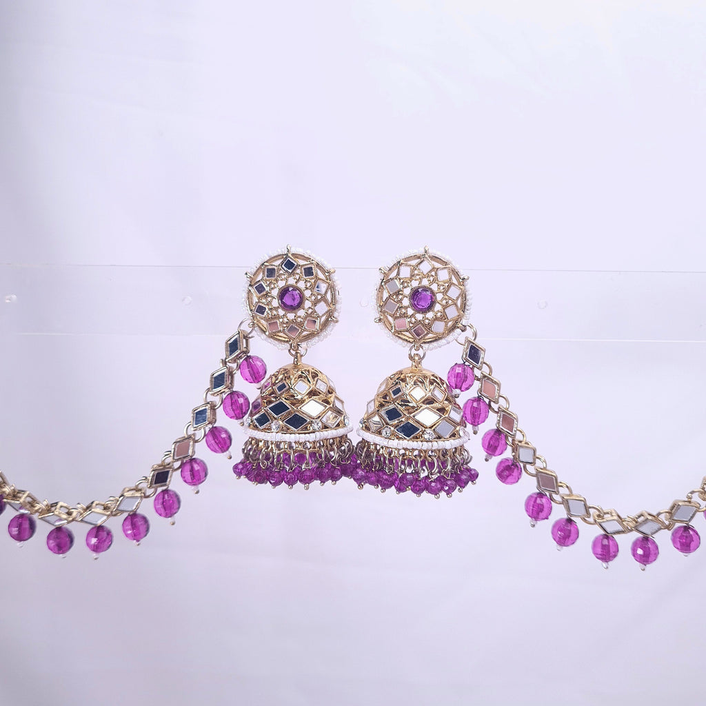 Kundan Kaan Chain with Jhumka Earrings