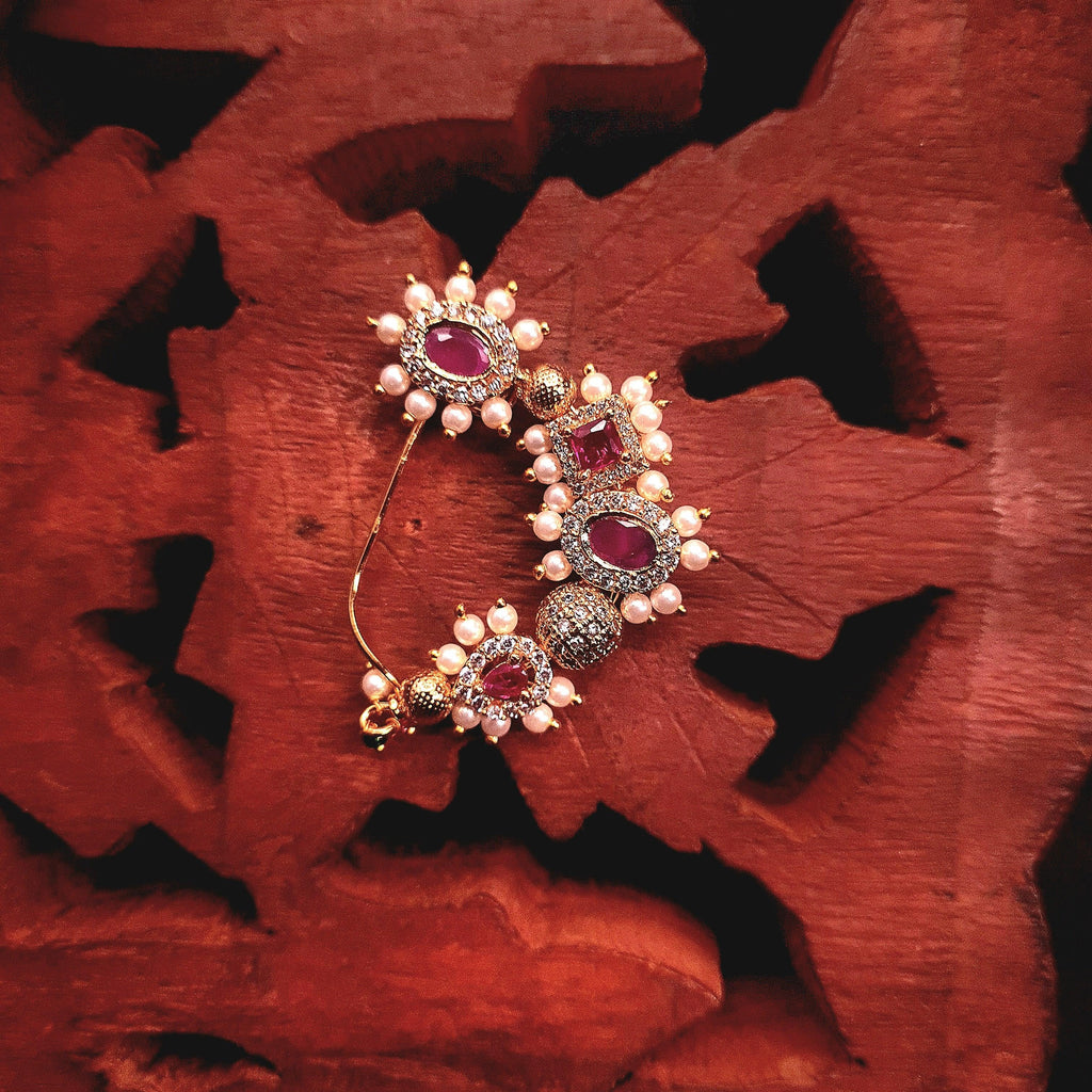 Maharashtrian Nath  with stone and pearl