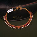 Gold-plated copper ruby necklace set with moti and earrings

