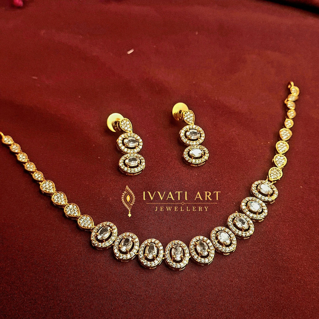 Gold Finish AD Necklace Set