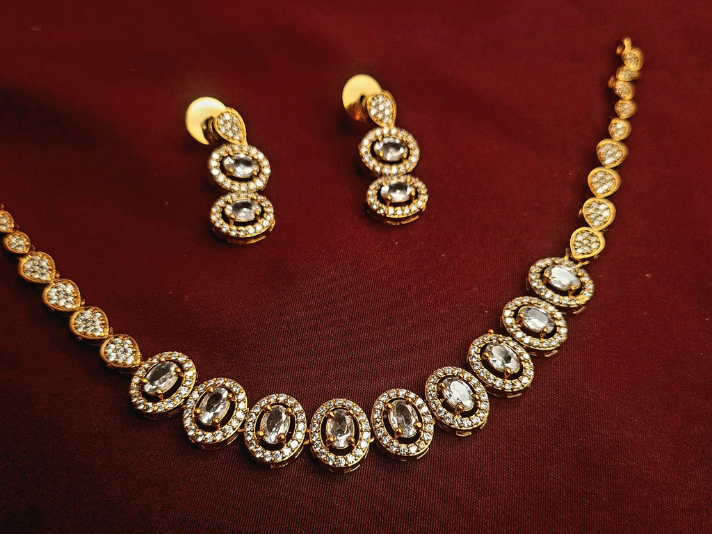 Gold Finish AD Necklace Set