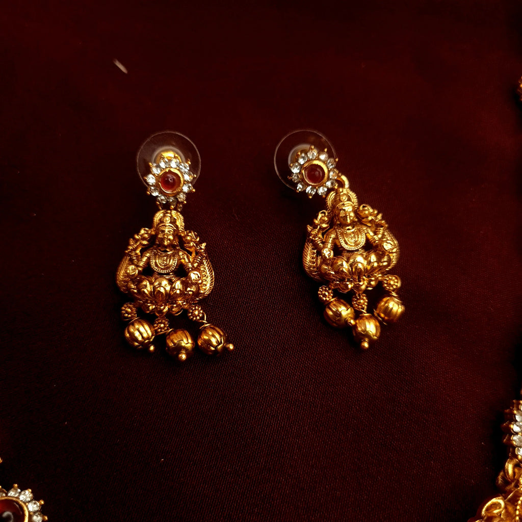 Lakshmi Motif Ruby Necklace Set