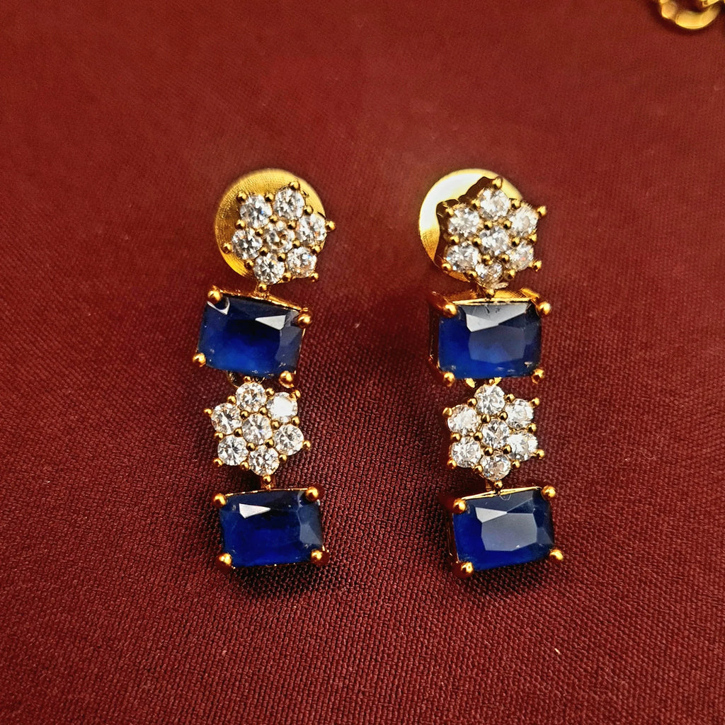 CZ Blue Emerald Necklace Set