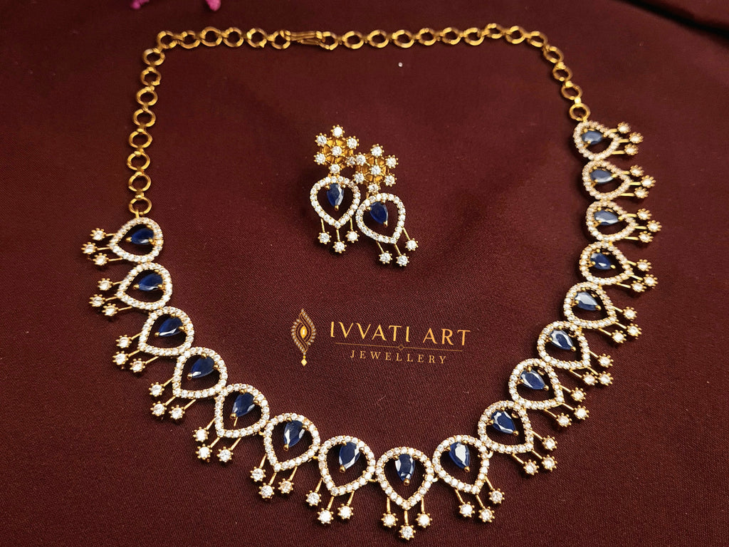 Copper CZ ring with royal blue stones and adjustable design

