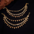 Gold-plated triple layer kaan chain with pearls and kundan-style drops – Ivvati Art Jewellery

