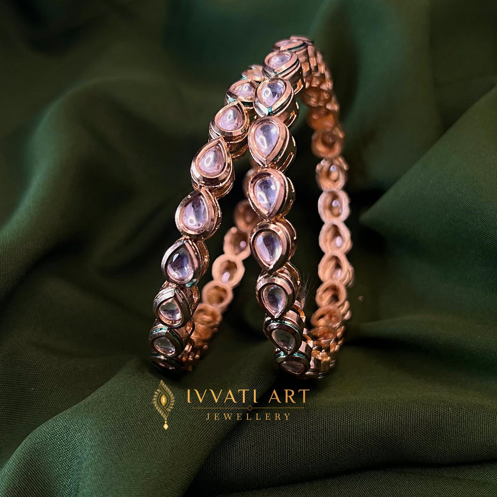 Ivvati Teardrop Crystal Designer Kada Bangles for Wedding & Festive Wear