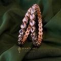 Gold finish teardrop mirror-polki bangles – Aarvi Bangles by Ivvati Art Jewellery