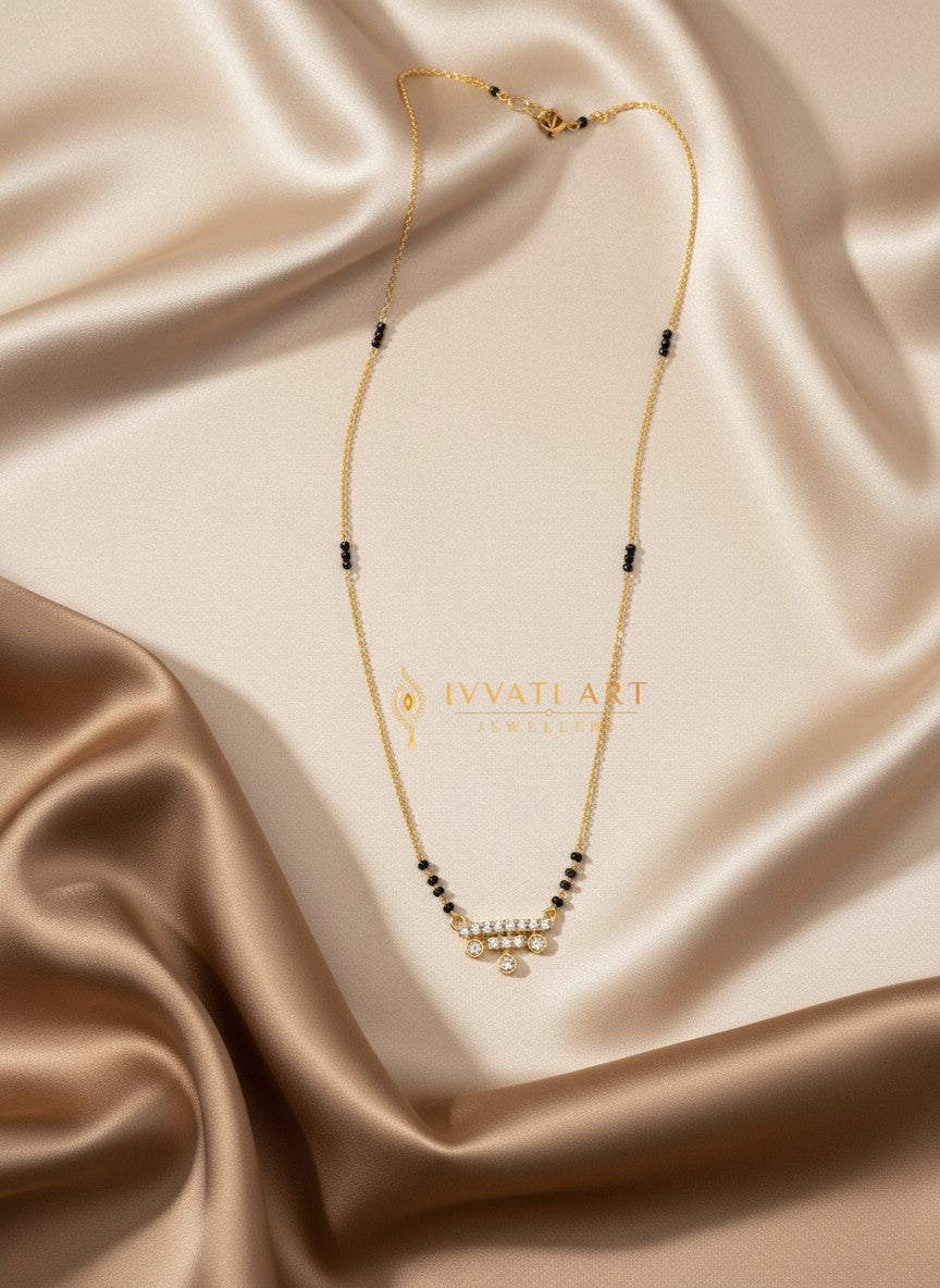 Designer Drop Mangalsutra for Women – Gold CZ Daily Wear | Aadhira