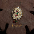 Antique gold nath with pearls, ruby and emerald stones – handcrafted traditional jewellery by Ivvati Art Jewellery.