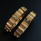 Ivvati Art Jewellery Rajwadi Multicolor Stone Bangle Set 2.6