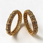 Ivvati Art Jewellery Traditional Gold-Tone Textured Bangle Set 2.6