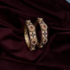 Ivvati Art Jewellery Rajwadi Meenakari Pearl Bangle Set