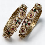 Ivvati Art Jewellery Rajwadi Meenakari Pearl Bangle Set