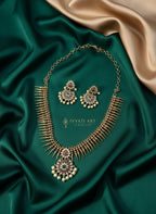 Rajeshwari Temple Spike Necklace Set with Kundan & Pearl Drops