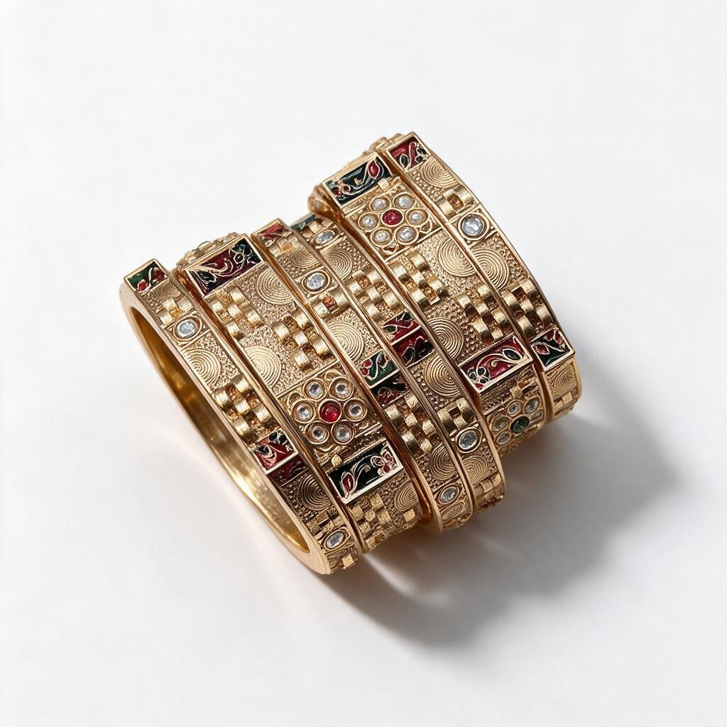 Ivvati Art Jewellery Rajwadi Meenakari Bangle Set