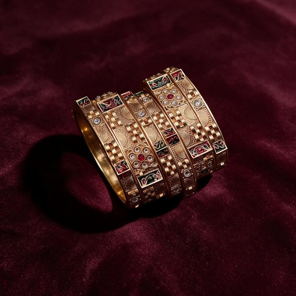 Ivvati Art Jewellery Rajwadi Meenakari Bangle Set