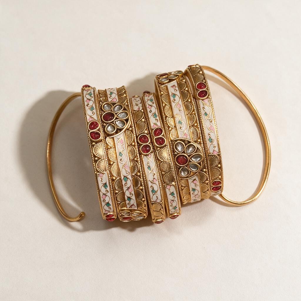 Ivvati Art Jewellery Rajwadi Meenakari Bangle Set