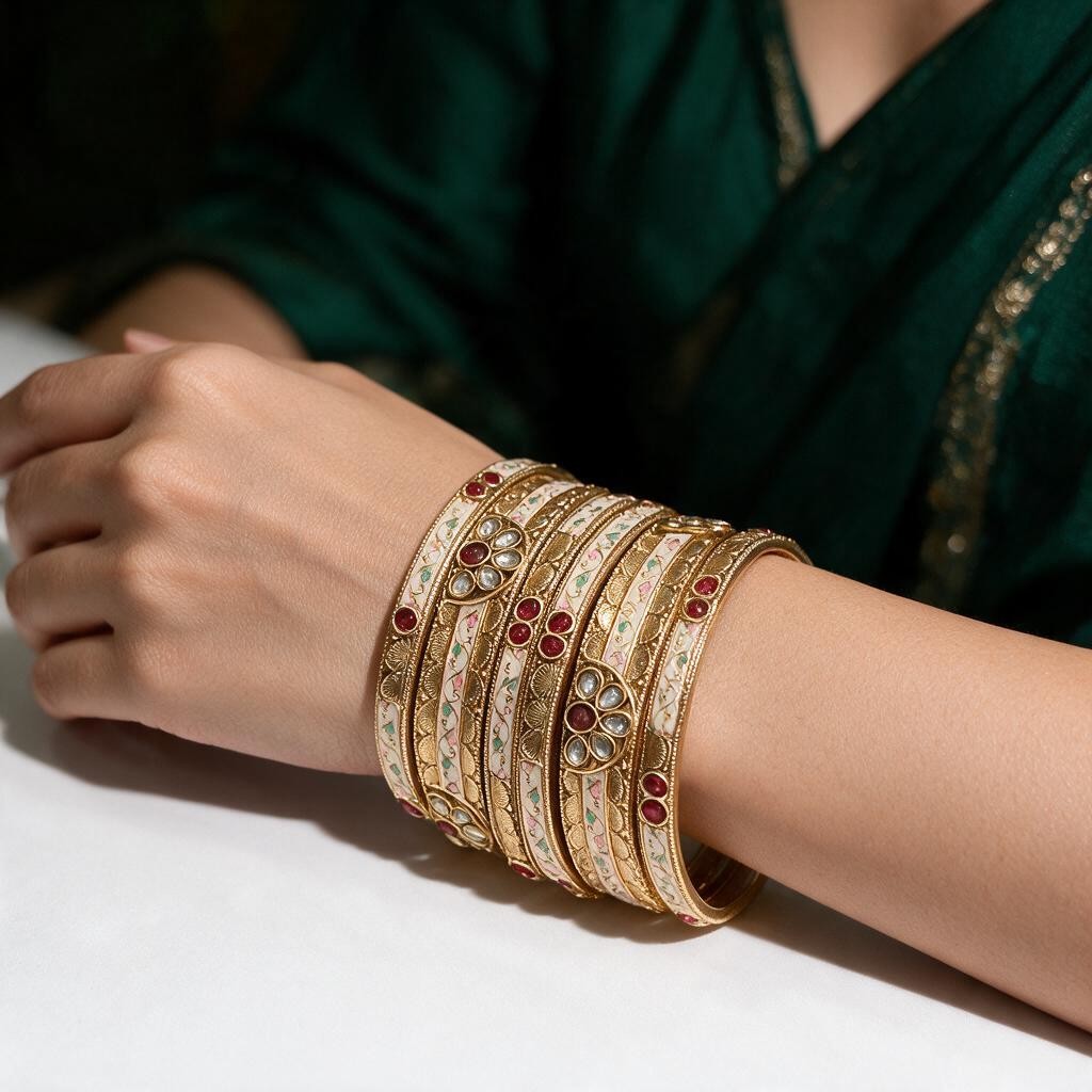 Ivvati Art Jewellery Rajwadi Meenakari Bangle Set