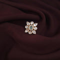 White and green kundan floral gold ring