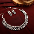 Silver CZ Diamond Necklace Set with Earrings