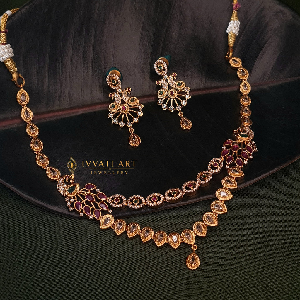 2-Layer Gold Plated CZ Necklace – Brass Base Design