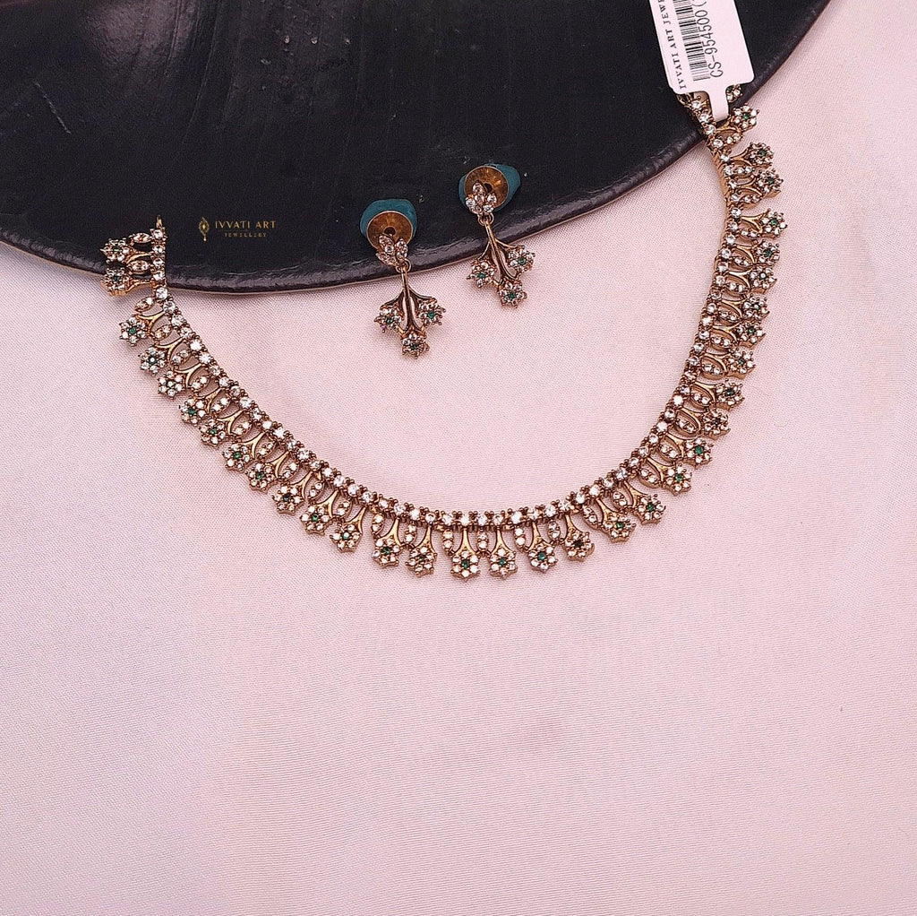 CZ Green Stone Necklace Set