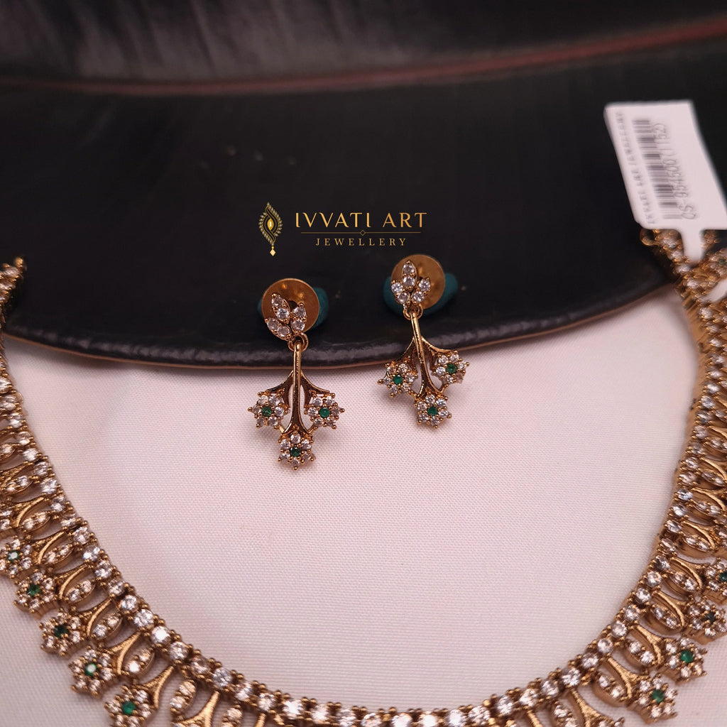 CZ Green Stone Necklace Set