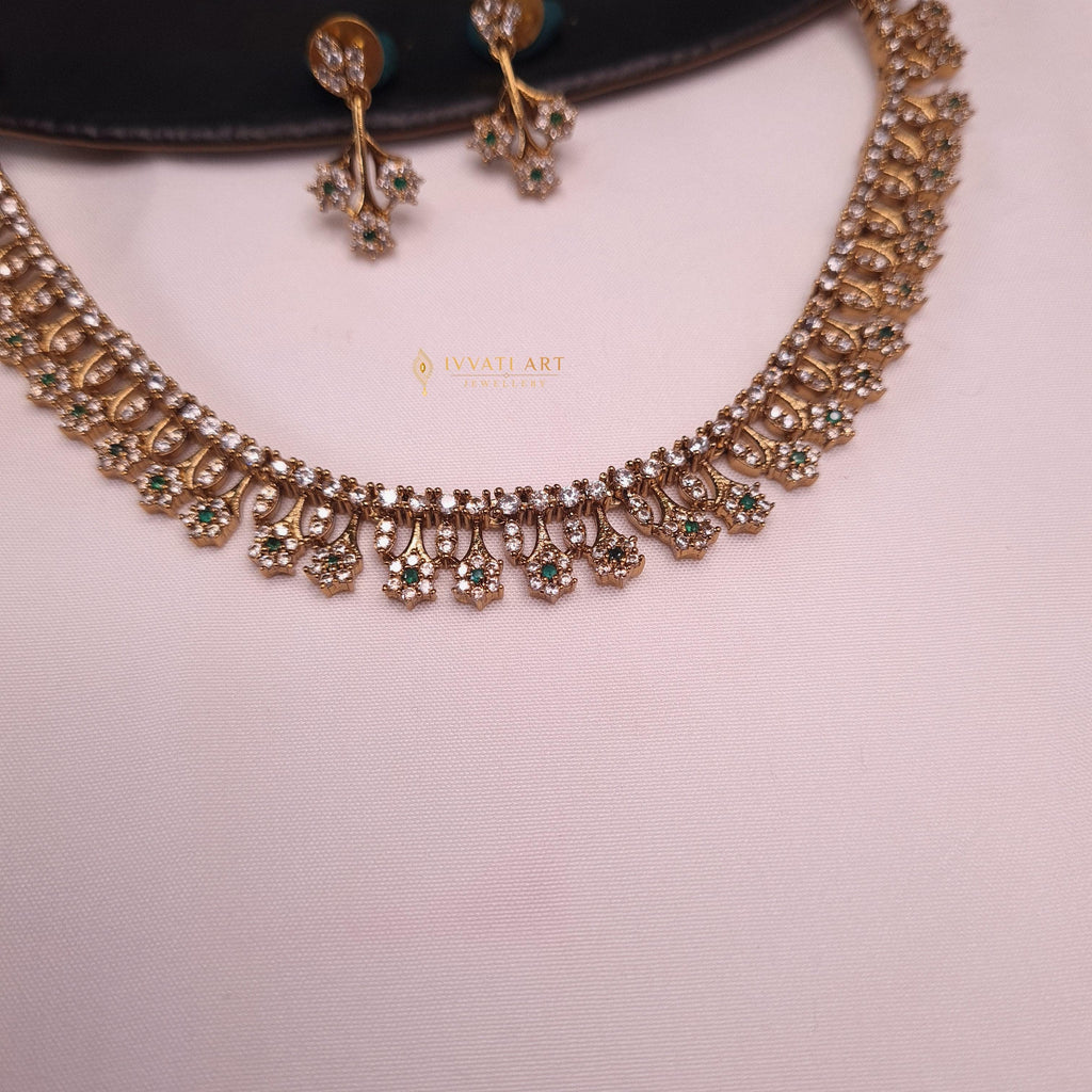 CZ Green Stone Necklace Set