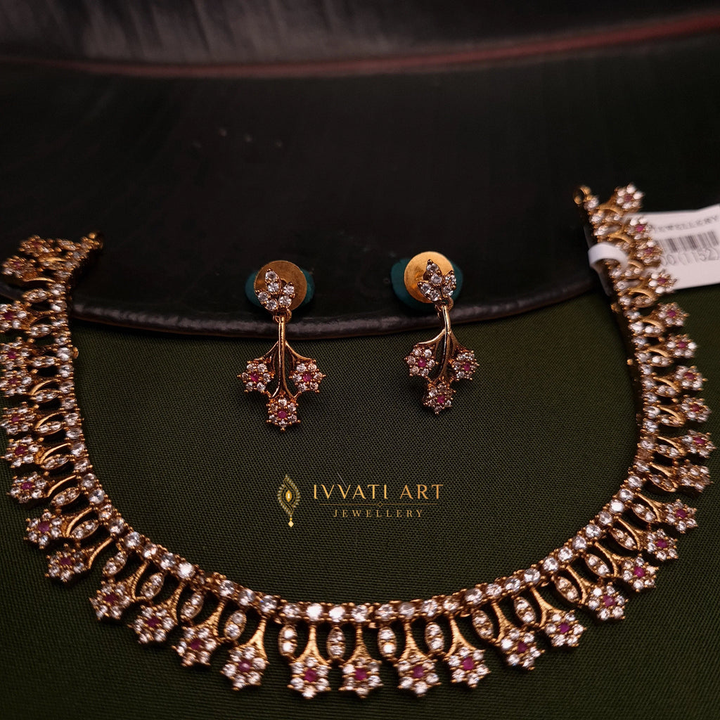 CZ Green Stone Necklace Set