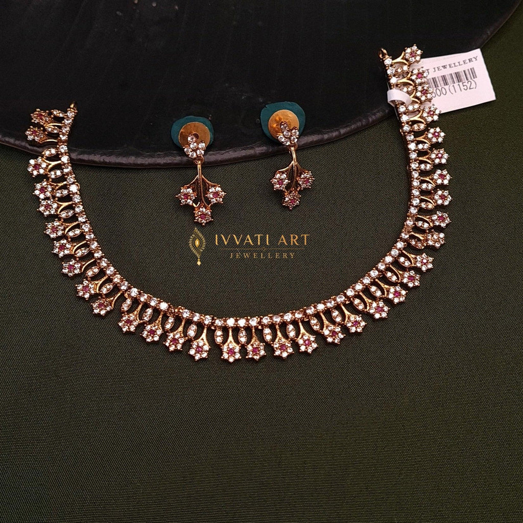 CZ Green Stone Necklace Set