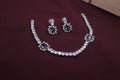 Silver CZ necklace with sparkling blue center stone

