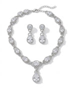 Silver CZ Necklace with Stone Drop Pendant