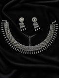 Radiant CZ Silver Necklace Set with Dangling Drops