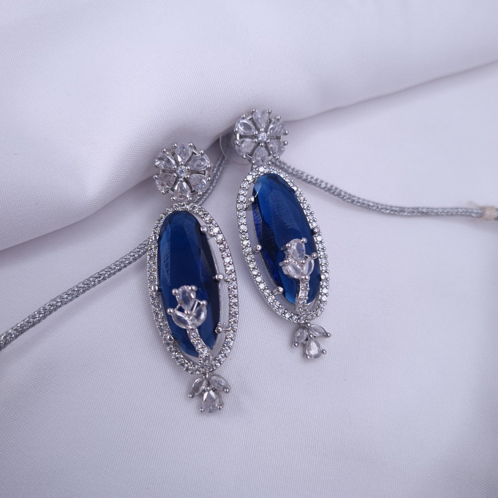 Midnight Bloom CZ Choker Set with Maang Tikka