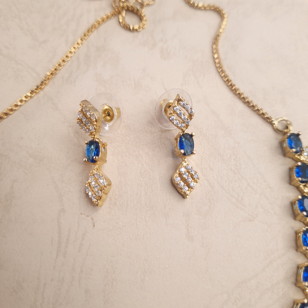 Sapphire Glow CZ Necklace Set