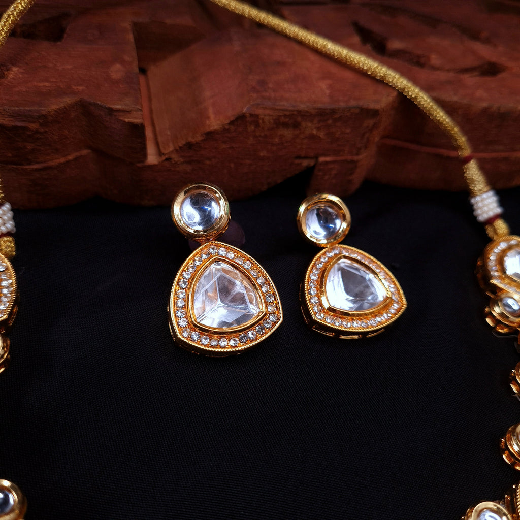 Naira Uncut Polki Choker Set in Gold Finish