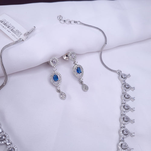 Azure Glow CZ Silver Necklace