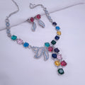 Multicolour stone designer necklace with CZ detailing

