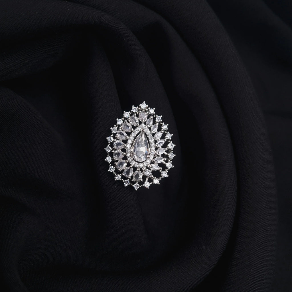 Silver AD Green Emerald Ring