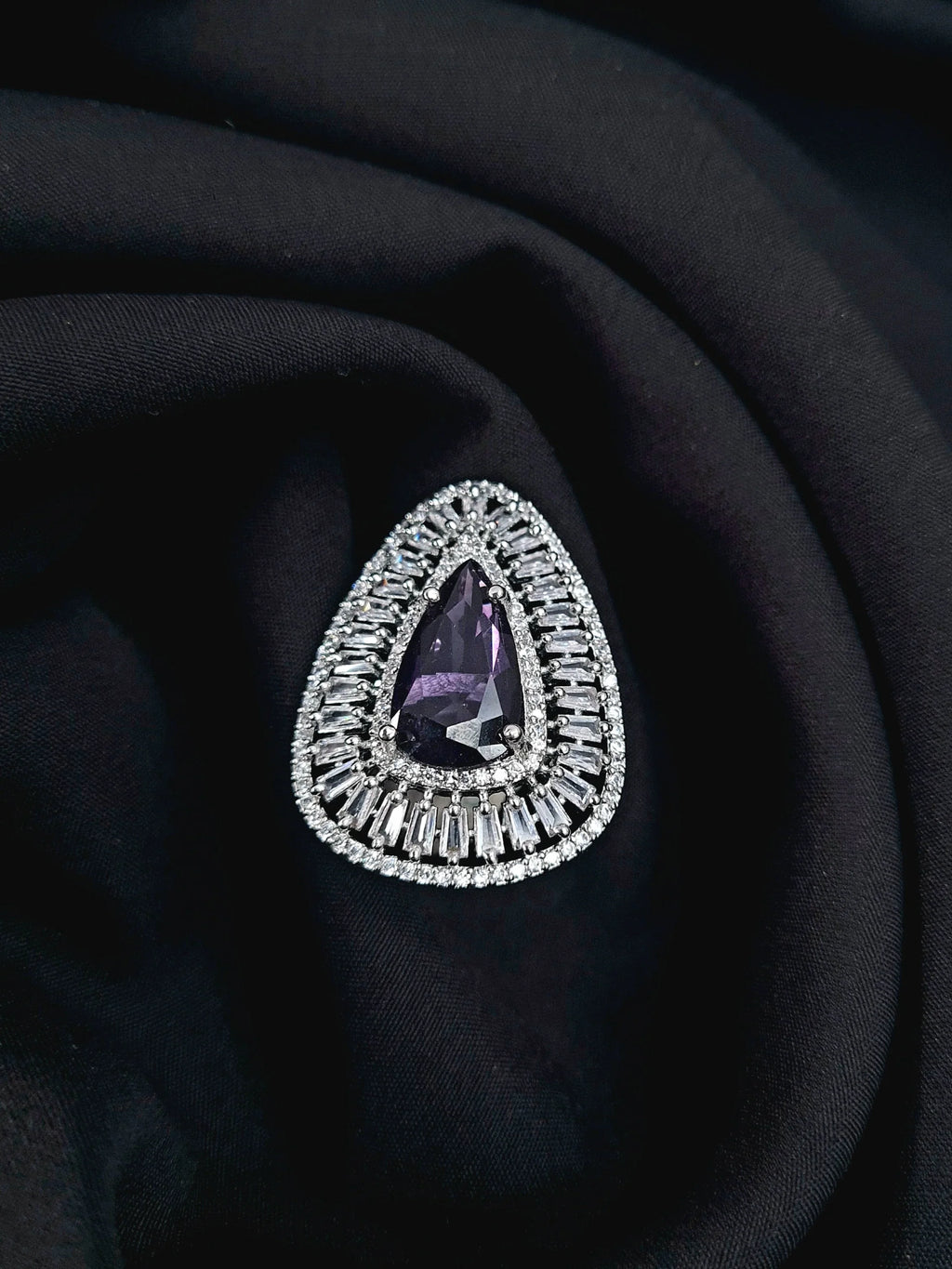 Silver AD Purple Stone Ring