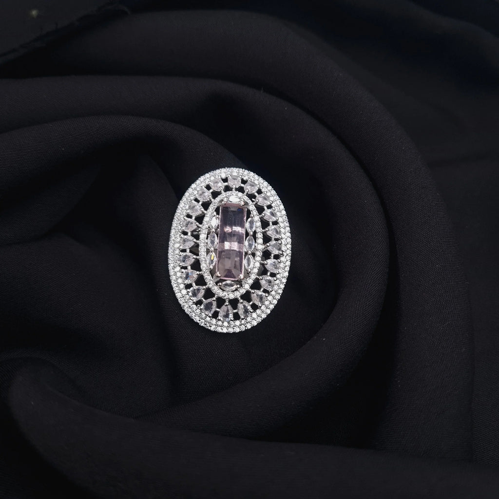 Silver AD Baby Pink Stone Ring