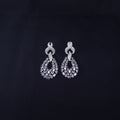 silver drop earrings with CZ stones in sleek finish